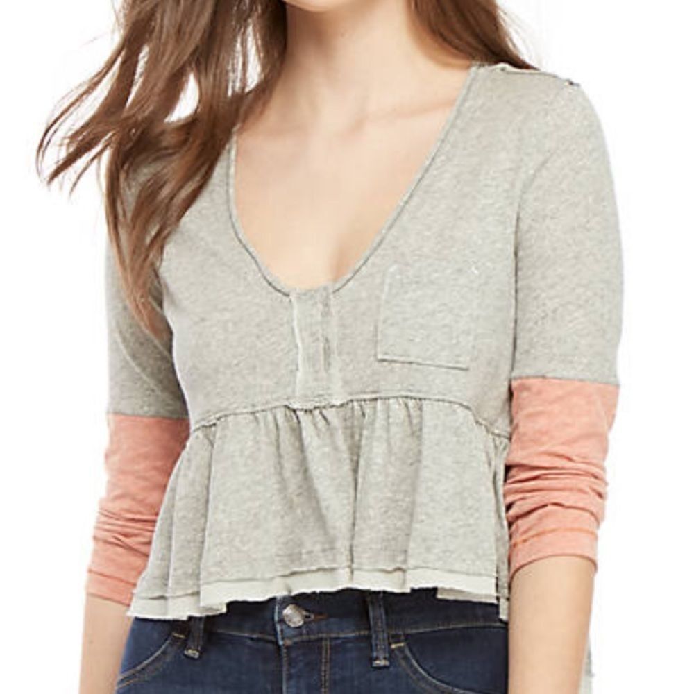 NWT Free People Heart of Mine Colorblock Crop Tee